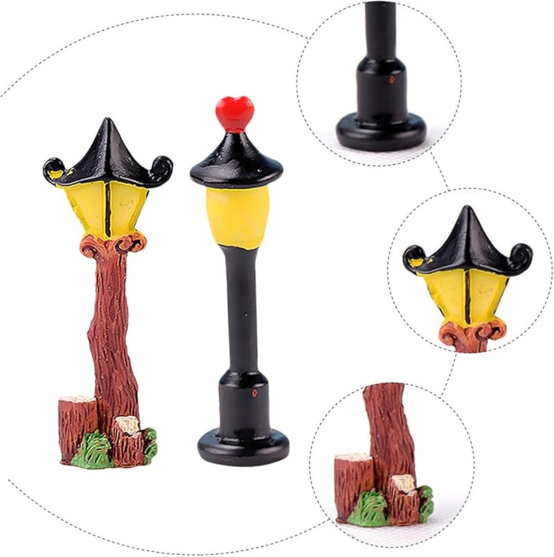 Milisten Mini Street Light Ornaments 2Pcs Simulated Lamp Posts For Dollhouse Random Style - Image 3